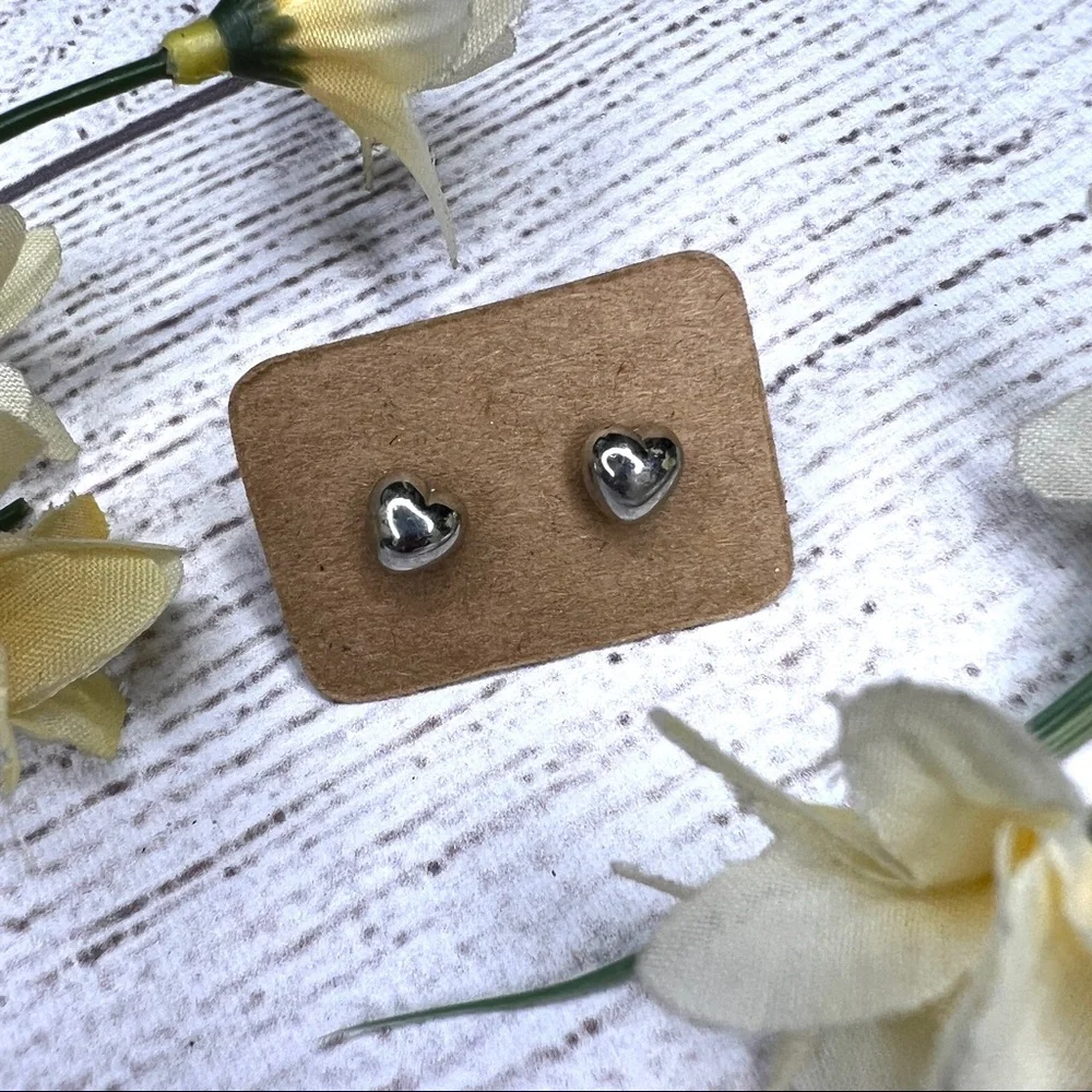Heart Shape Silver Stud Earrings